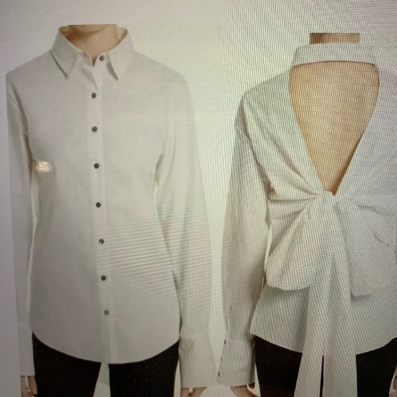 Cinq a' Sept White Bow Open Back Cut Out Blouse - size small (2) - Picture 1 of 5
